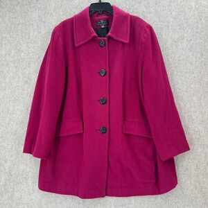 Collection by Gallery Woman Magenta Pink Wool Blend Coat Plus Size 2X‎